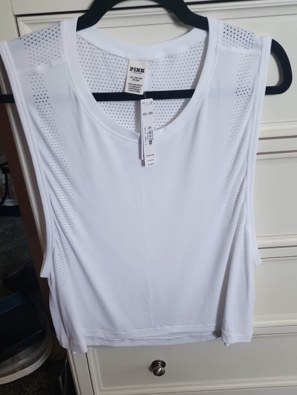 PINK Victoria's Secret White Mesh Panel Athletic Tank